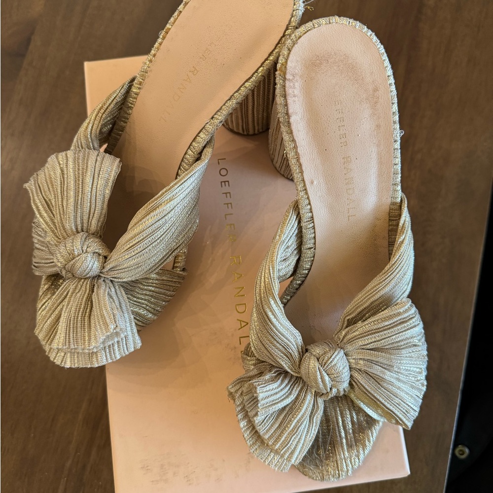 Loeffler Randall Penny Gold Pleated Bow Heel